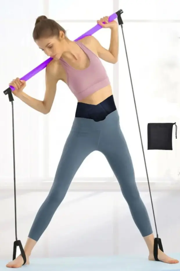 Squat Pilates Studio Evde Spor Egzersiz Çubuğu Kalça Basen Sıkılaştırıcı Pilates Barı Plates